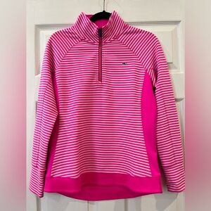 Vineyard Vines pink strip performance half zip